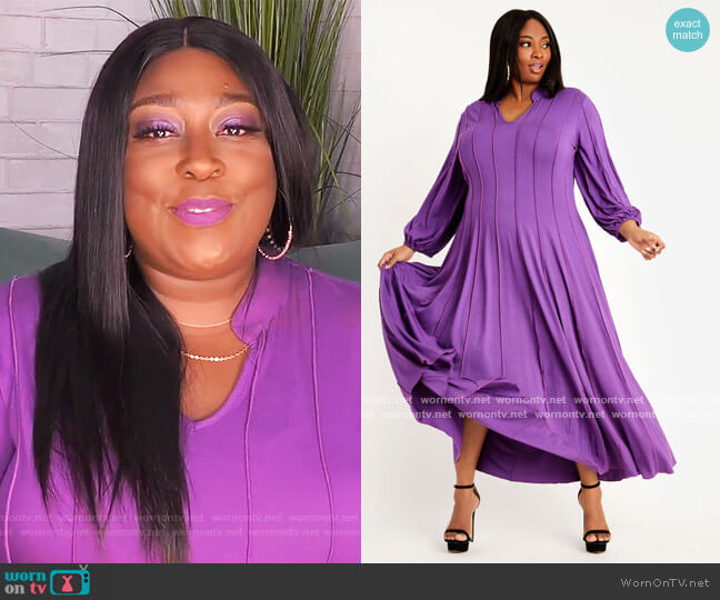 Ashley Stewart Seamed Poet Sleeve Knit Maxi Dress worn by Loni Love on The Real