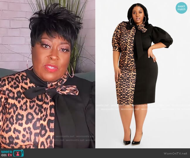 Ashley Stewart Leopard Colorblock Dress worn by Loni Love on The Real