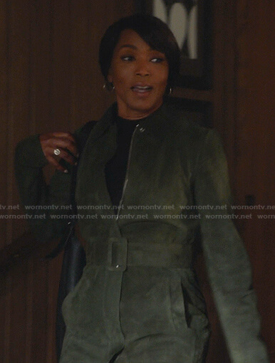 Athena’s green belted suede jacket on 9-1-1