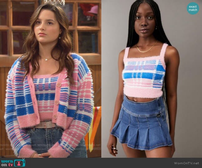 Urban Outfitters Baby Pink and Blue Plaid Cami Top worn by Lex (Jules LeBlanc) on Side Hustle