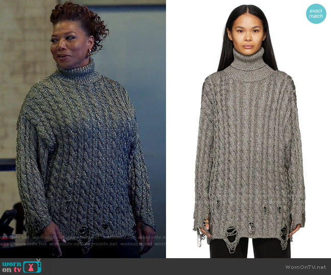 Balenciaga Destroyed Turtleneck worn by Robyn McCall (Queen Latifah) on The Equalizer