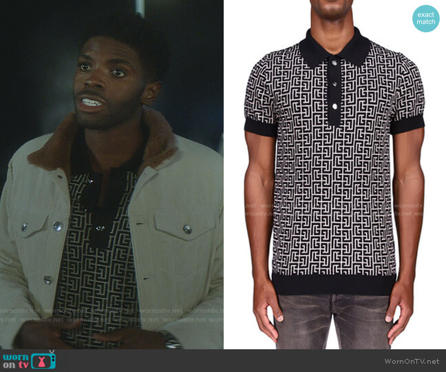 Balmain Monogram Knit Polo Shirt