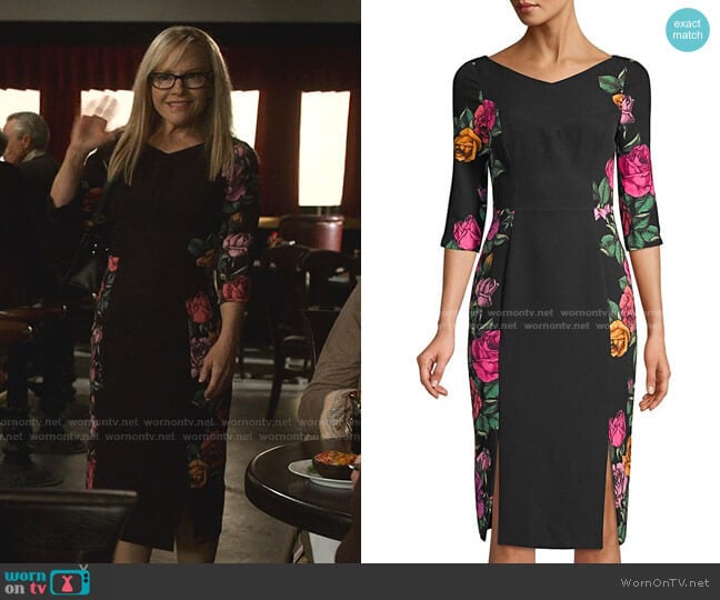 Black Halo Prism Slit-Panel Sheath Dress worn by Linda Martin (Rachael Harris) on Lucifer