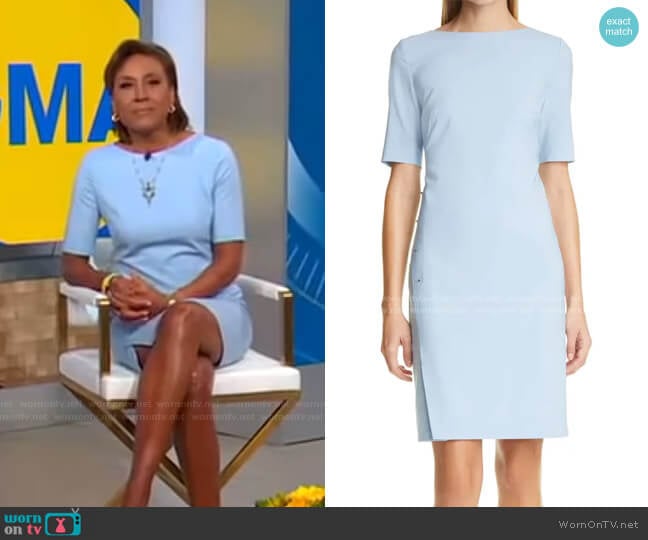 Boss Diwoma Studded Wool Blend Sheath Dress worn by Robin Roberts on Good Morning America