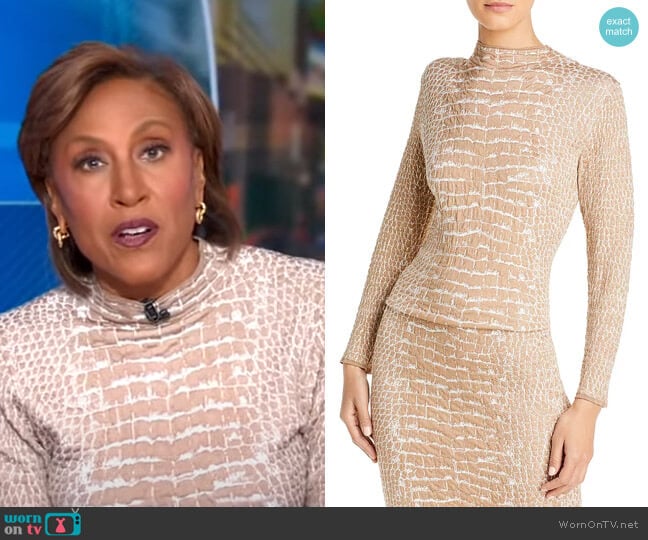 Boss Fabricia Croc Print Top worn by Robin Roberts on Good Morning America