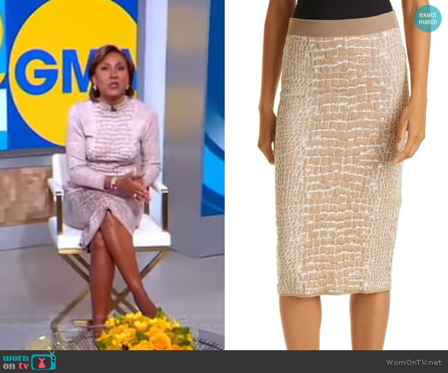 Boss Frannia Knit Skirt worn by Robin Roberts on Good Morning America