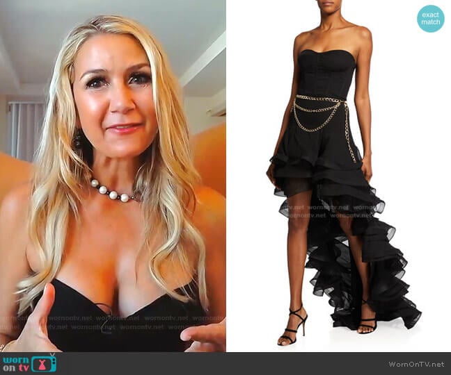 Bronx and Banco Savanna Bustier High-Low Ruffle Gown worn by Kary Brittingham on The Real Housewives of Dallas
