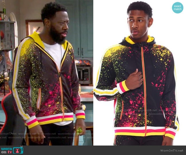Buyers Picks Paint Splatter Hoodie worn by Malcom (Sheaun McKinney) on The Neighborhood