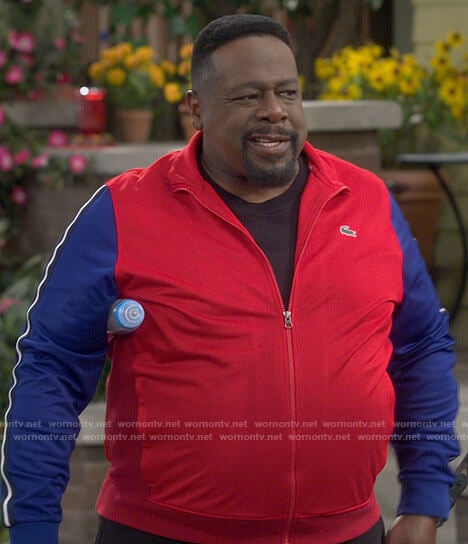 Calvin’s red and blue track jacket on The Neighborhood