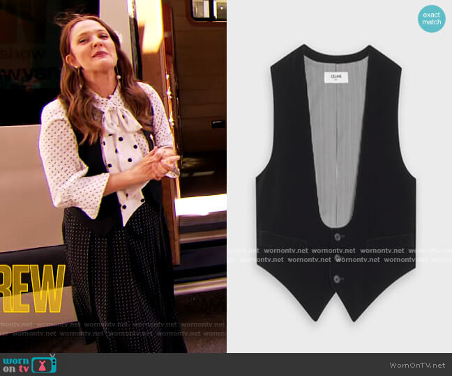 Celine U-neck Vest in Velvet worn by Drew Barrymore on The Drew Barrymore Show