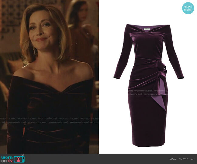 Chiara Boni La Petite Robe Velvet Dress worn by Laura Van Kirk (Sharon Lawrence) on Dynasty
