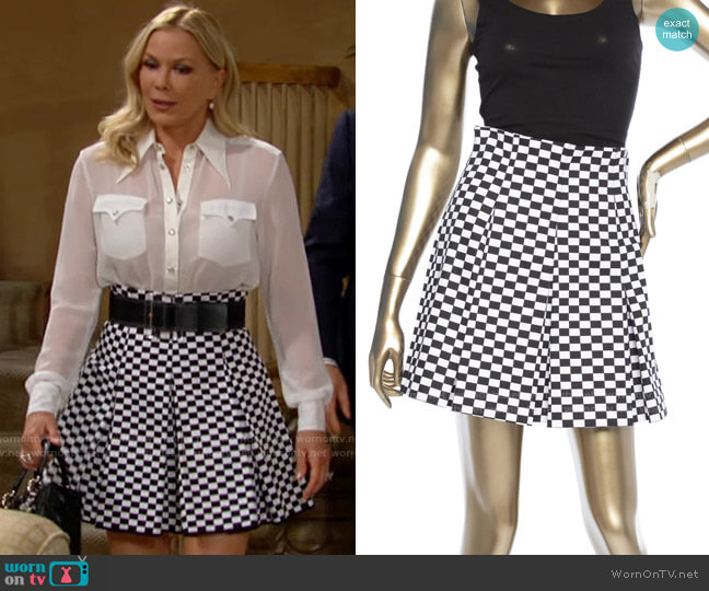 Christian Dior Checkered Skirt Suit worn by Brooke Logan (Katherine Kelly Lang) on The Bold and the Beautiful