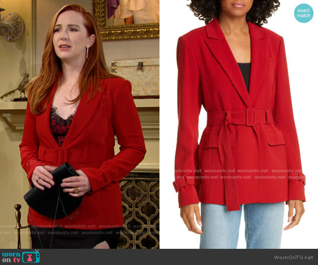 Cinq a Sept Corina Belted Blazer worn by Mariah Copeland (Camryn Grimes) on The Young and the Restless