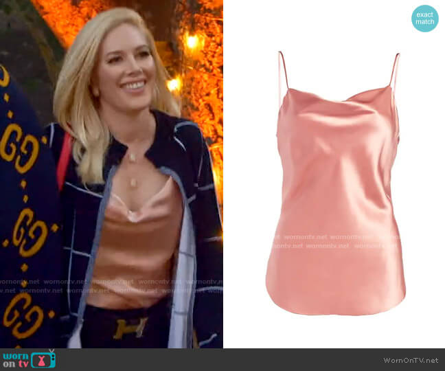 Cinq a Sept Marta Silk Cowlneck Cami Top in Peony Pink worn by Heidi Montag (Heidi Montag) on The Hills New Beginnings