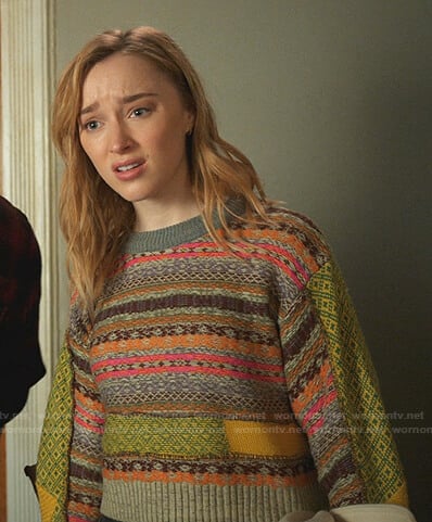 Clare’s mixed print cropped sweater on Younger
