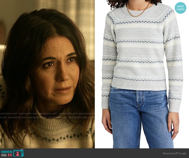 Club Monaco Boiled Cashmere Fair Isle Sweater worn by Lana Lang Cushing (Emmanuelle Chriqui) on Superman and Lois