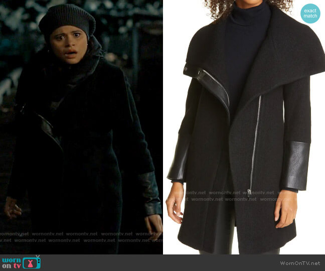 Club Monaco Halli Wool & Leather Moto Coat worn by Mel Vera (Melonie Diaz) on Charmed