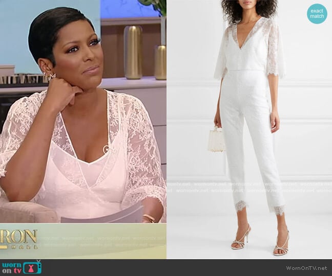 Cushnie Cropped lace jumpsuit worn by Tamron Hall on Tamron Hall Show