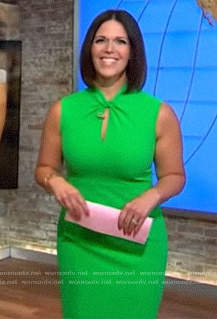 Dana Jacobson’s green twist neck dress on CBS Mornings