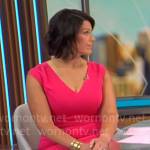 Dana Jacobson’s pink v-neck sheath dress on CBS This Morning