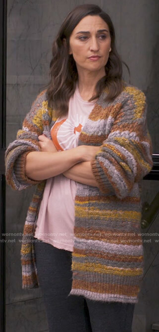 Dawn’s love graphic tee and striped cardigan on Girls5eva