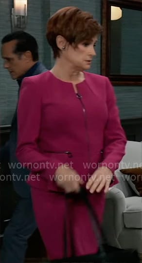 Diane’s pink peplum jacket and skirt on General Hospital