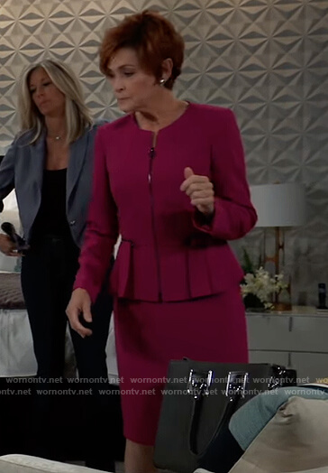 Diane’s pink peplum jacket and skirt on General Hospital