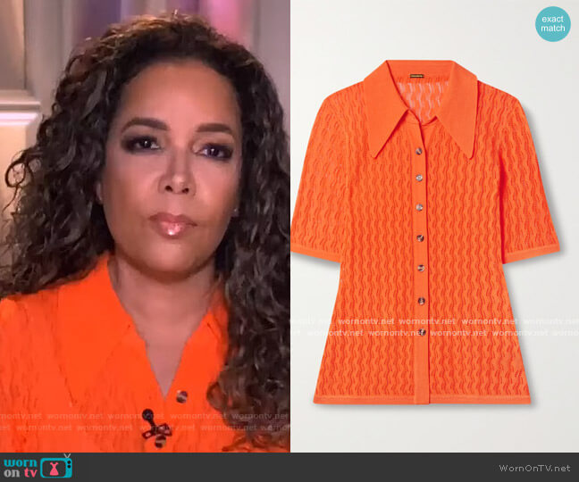 Dodo Bar Or Gleen pointelle-knit polo shirt worn by Sunny Hostin on The View