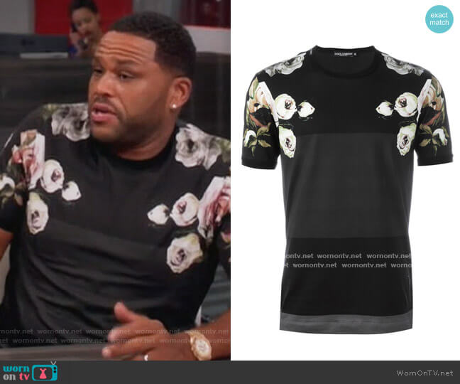 Dolce & Gabbana Floral Print Tee worn by Andre Johnson (Anthony Anderson) on Black-ish
