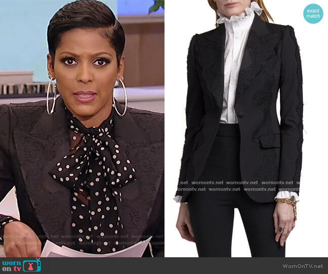 Dolce & Gabbana Single-Breasted Lace Blazer worn by Tamron Hall on Tamron Hall Show