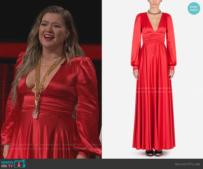 Dolce & Gabbana Long Silk Dress worn by Kelly Clarkson on The Voice