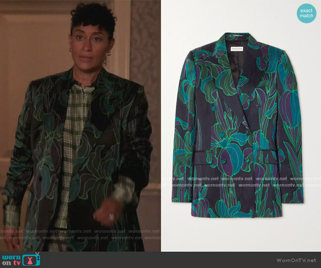 Dries Van Noten Double Breasted Floral Print Blazer worn by Rainbow Johnson (Tracee Ellis Ross) on Black-ish