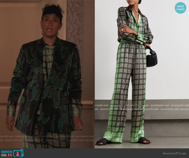 Dries Van Noten Ombre Plaid Blouse worn by Rainbow Johnson (Tracee Ellis Ross) on Black-ish