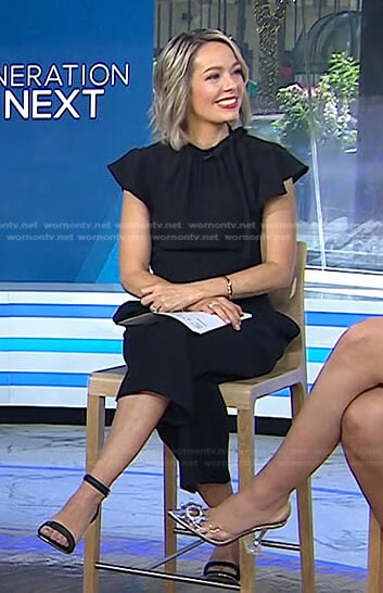 Dylan’s black flutter sleeve jumpsuit on Today