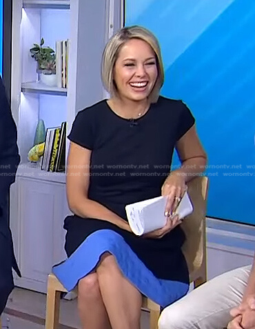 Dylan’s blue colorblock fit and flare dress on Today