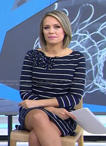 Dylan’s navy striped flower detail dress on Today