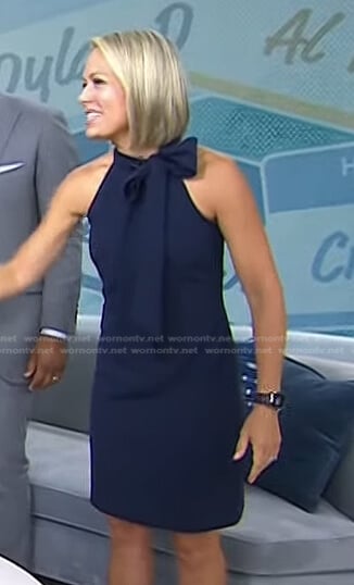 Dylan’s navy tie neck mini dress on Today