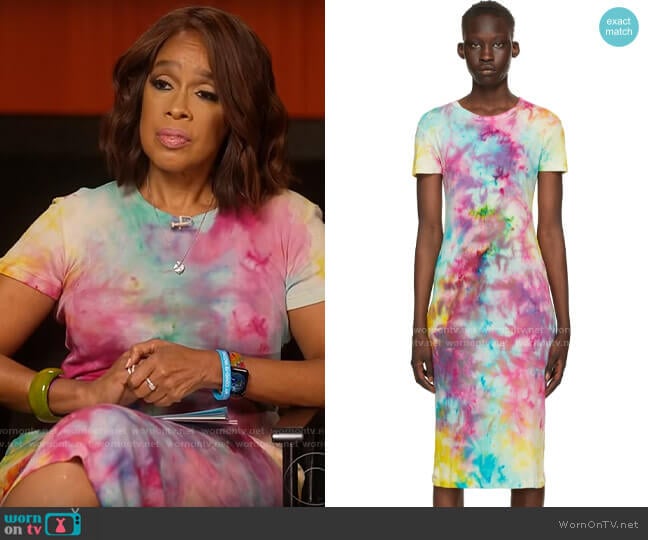 The Elder Statesman Paper Rainbow Dress worn by Gayle King on CBS Mornings