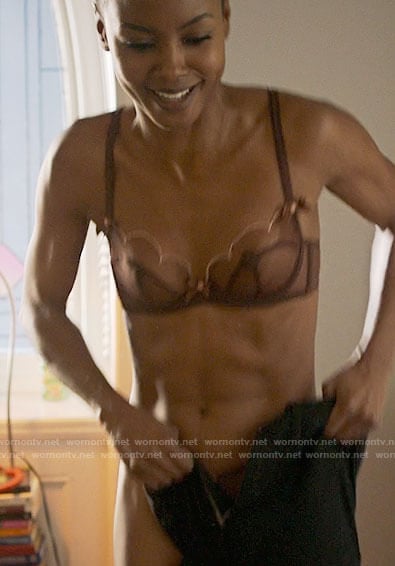 Ella’s scalloped mesh bra on Run the World