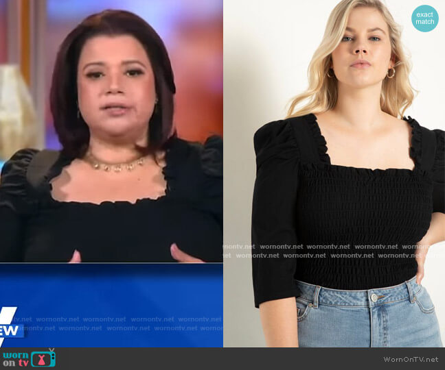Eloquii Smocked Top with Ruffles worn by Ana Navarro on The View