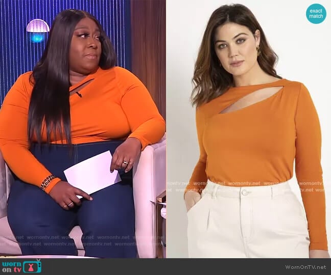 Eloquii Long Sleeve Cutout Tee worn by Loni Love on The Real