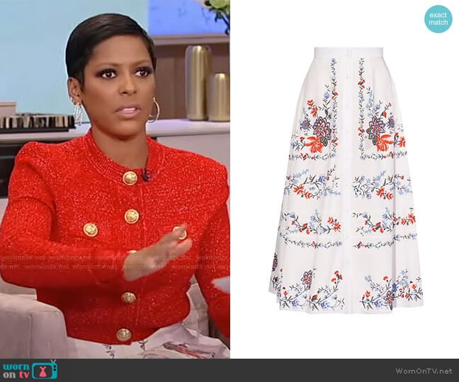 Erdem Mervyn Floral A-Line Skirt worn by Tamron Hall on Tamron Hall Show