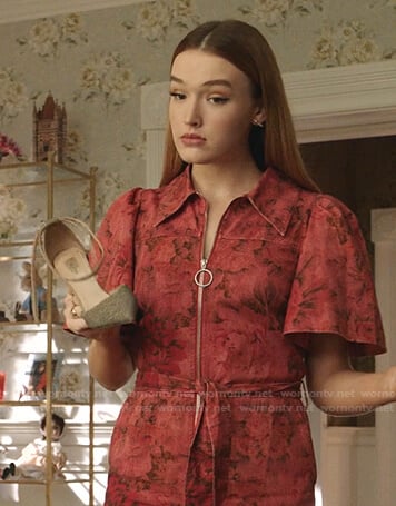 Fallon’s sequin ankle strap pumps on Dynasty