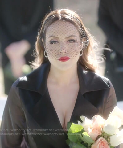 Fallon’s black wrap dress on Dynasty