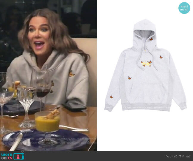 Felt Butterfly Embroidered Hoodie worn by Khloe Kardashian on Keeping Up with the Kardashians