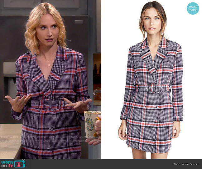 Fleur du Mal Tanzanite Check Blazer Dress worn by Mandy Baxter (Molly McCook) on Last Man Standing