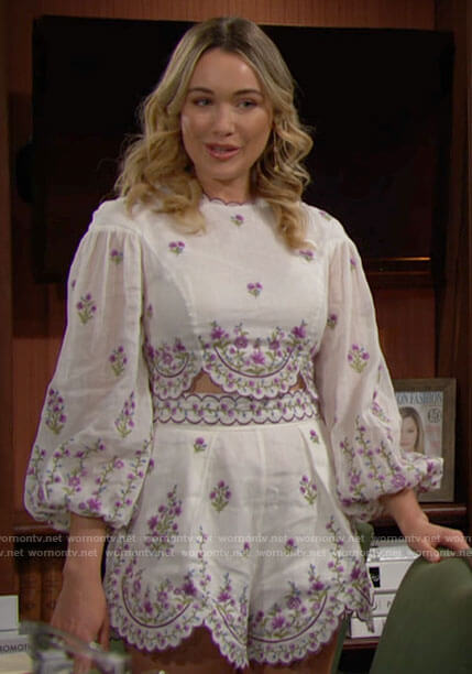 Flo’s floral embroidered crop top and shorts set on The Bold and the Beautiful