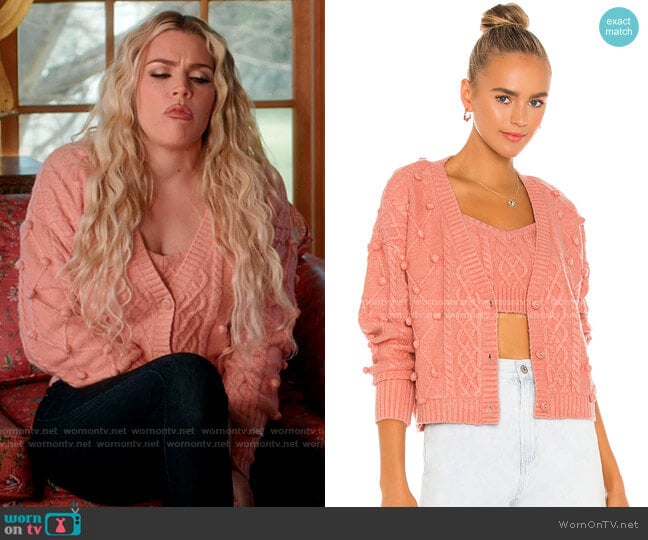 For Love & Lemons Florentina Sweater Tank in Rose worn by Summer Dutkowsky (Busy Philipps) on Girls5eva