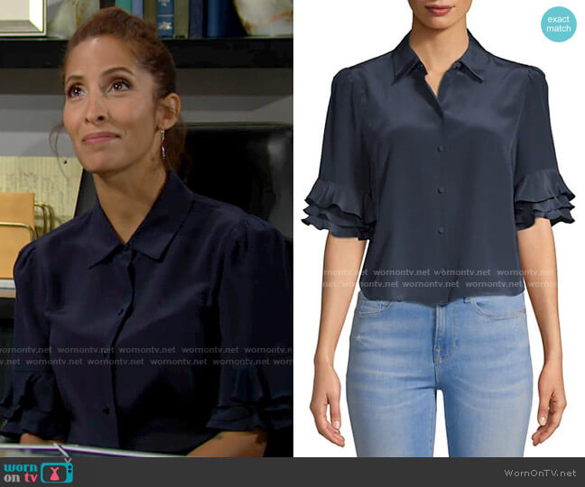 Frame Ruffle Sleeve Top worn by Lily Winters (Christel Khalil) on The Young and the Restless