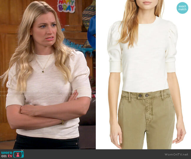 Frame Shirred Top worn by Gemma (Beth Behrs) on The Neighborhood